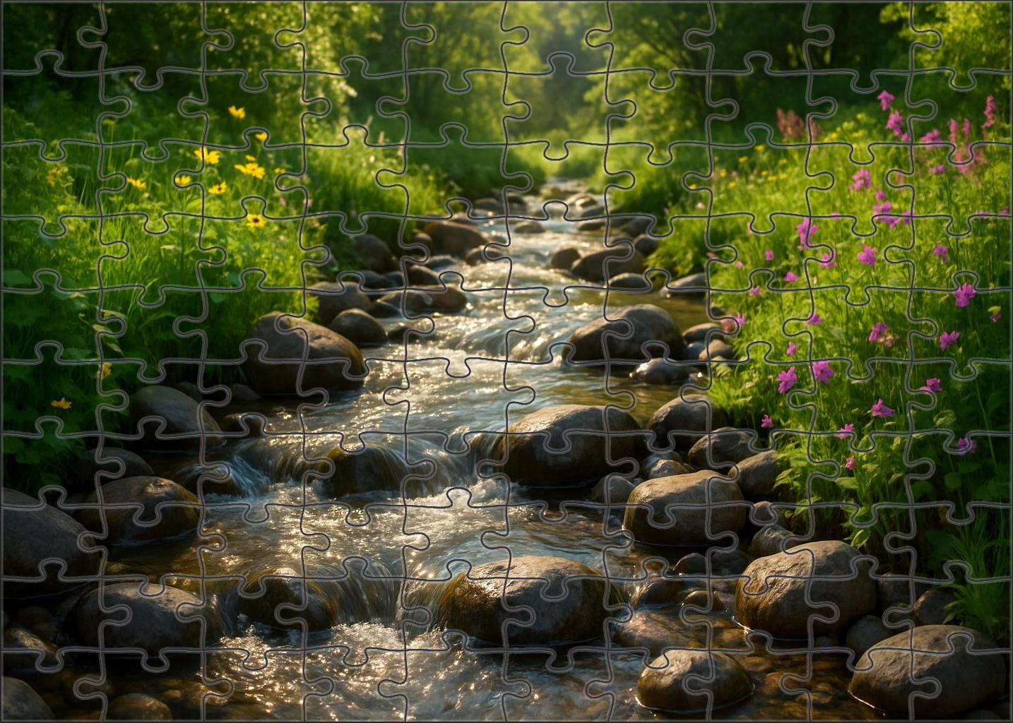 Cascading Mountain Stream Easy Puzzles
