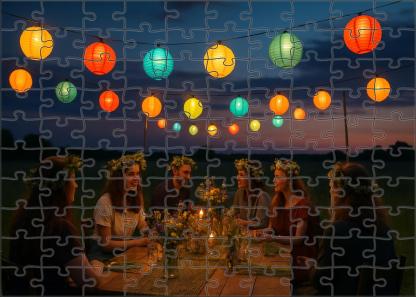 Dew-kissed Summer Festival Lanterns And Floral Crowns In An Open Field 20 Piece Puzzle