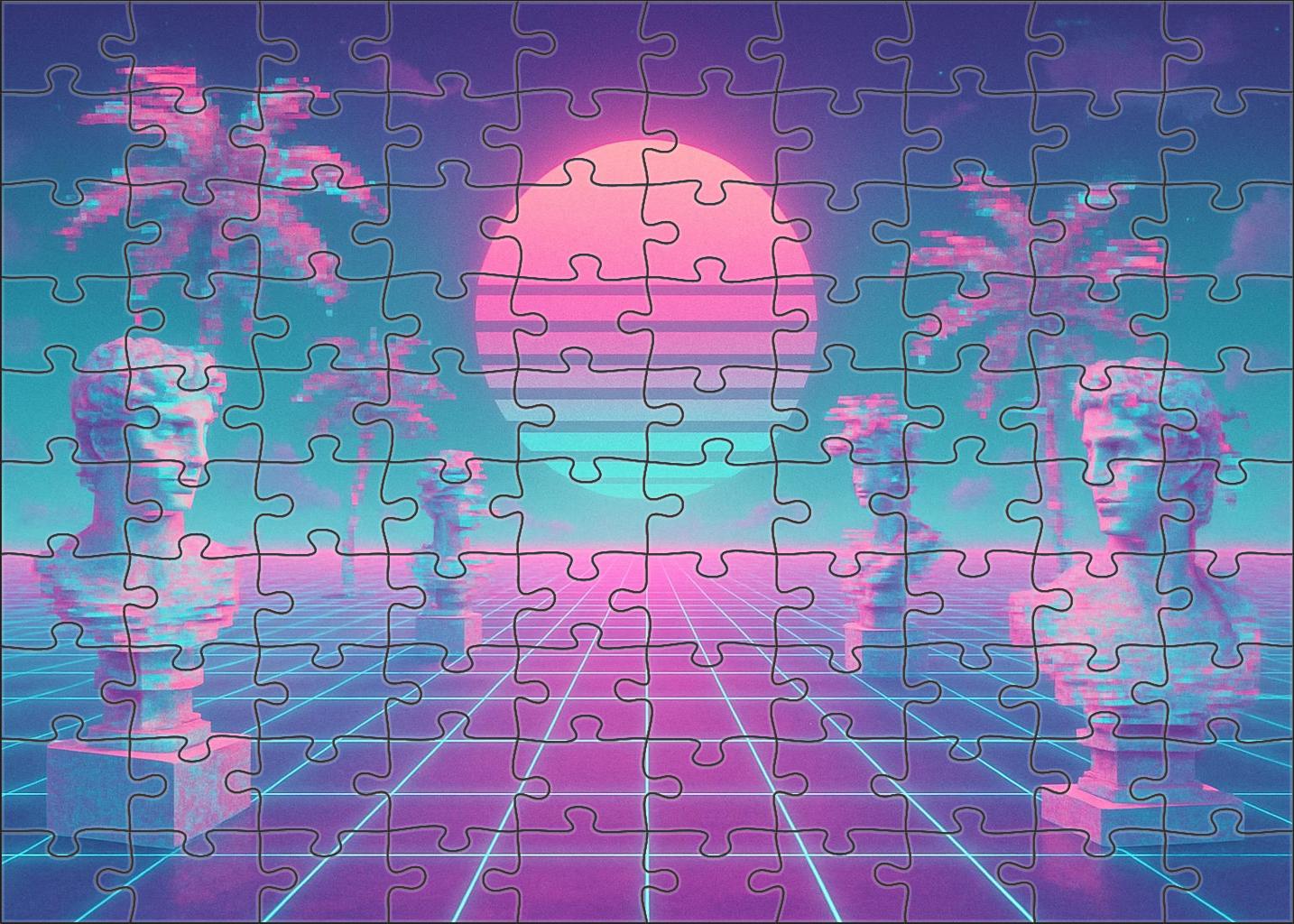 Vaporwave Dreamscape Surreal Internet Nostalgia And Pastel Hues 50 Piece Puzzle