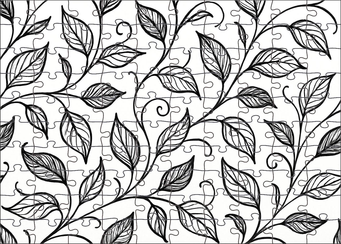Abstract Botanical Line Art Minimalist Pen Drawing Of Stylized Leaves And Vines Large Format Puzzle