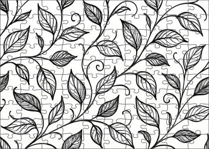 Abstract Botanical Line Art Minimalist Pen Drawing Of Stylized Leaves And Vines Large Format Puzzle
