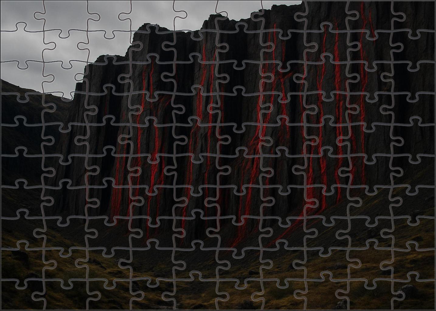 Crimson Basalt Cliffs Puzzle For Adults