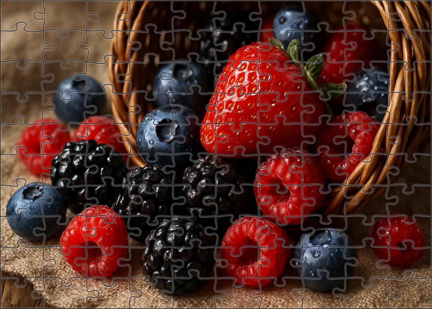 Berry Cascade A Lush Overflowing Presentation Of Raspberries Blueberries And Blackberries 1000 Piece Puzzle