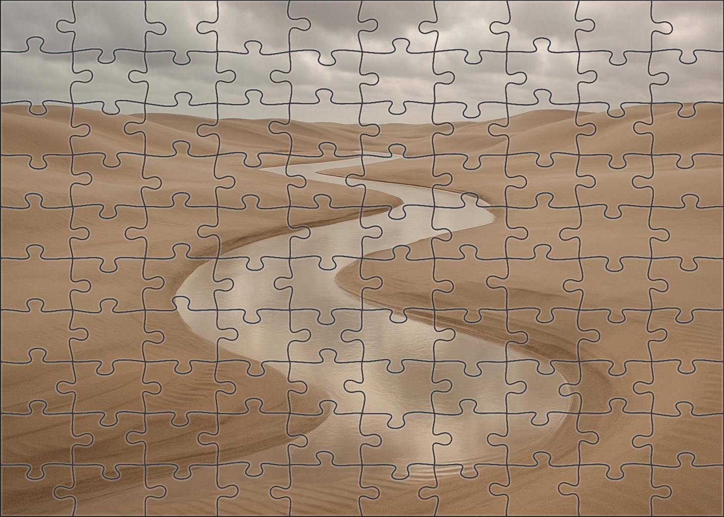 Ephemeral Silver Wash Seasonal Stream Carving Through Fine Sands Premium Puzzle Pieces