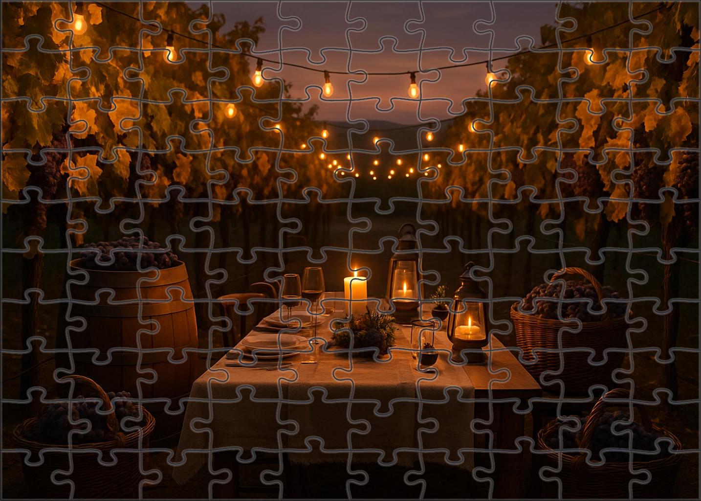 Golden Amber Vineyard Evening Large Format Puzzle