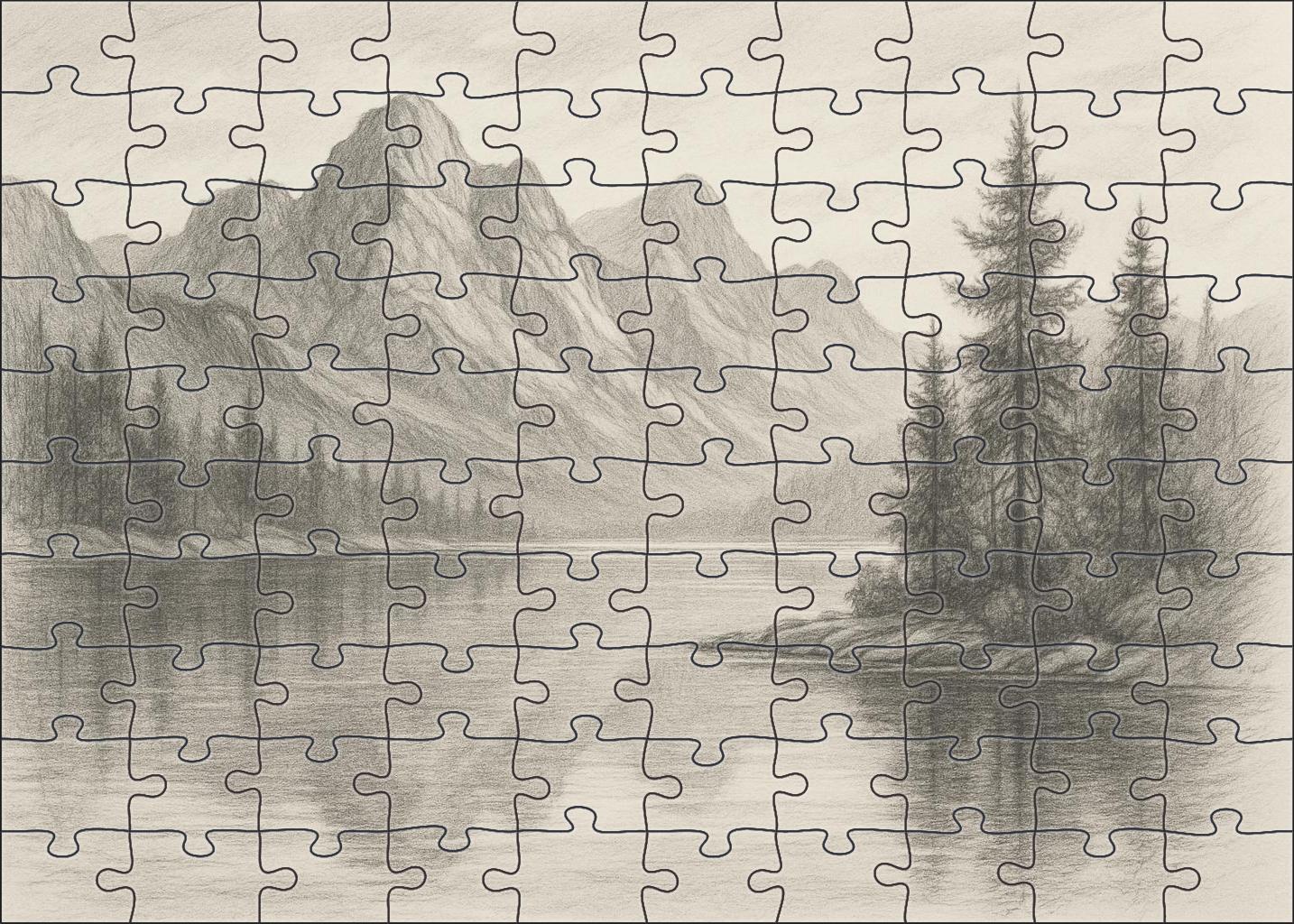 Serene Mountain Reflection Watercolor Pencil And Soft Graphite Puzzle Challenge
