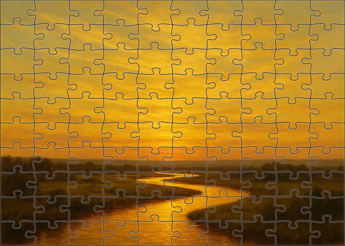 Golden Hour Horizon Stretch Premium Puzzle Pieces