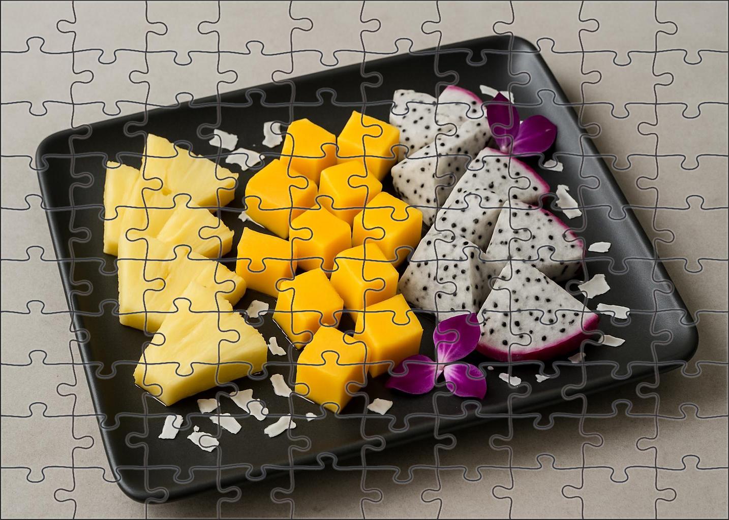 Tropical Zen Garden Artful Slices Of Pineapple Mango And Dragon Fruit 20 Piece Puzzle