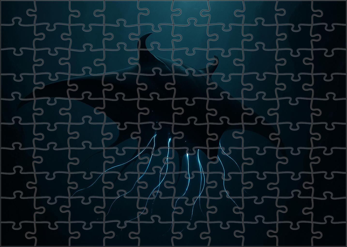 Obsidian Manta Abyssal Glider With Shadow Tendrils Premium Puzzle Pieces