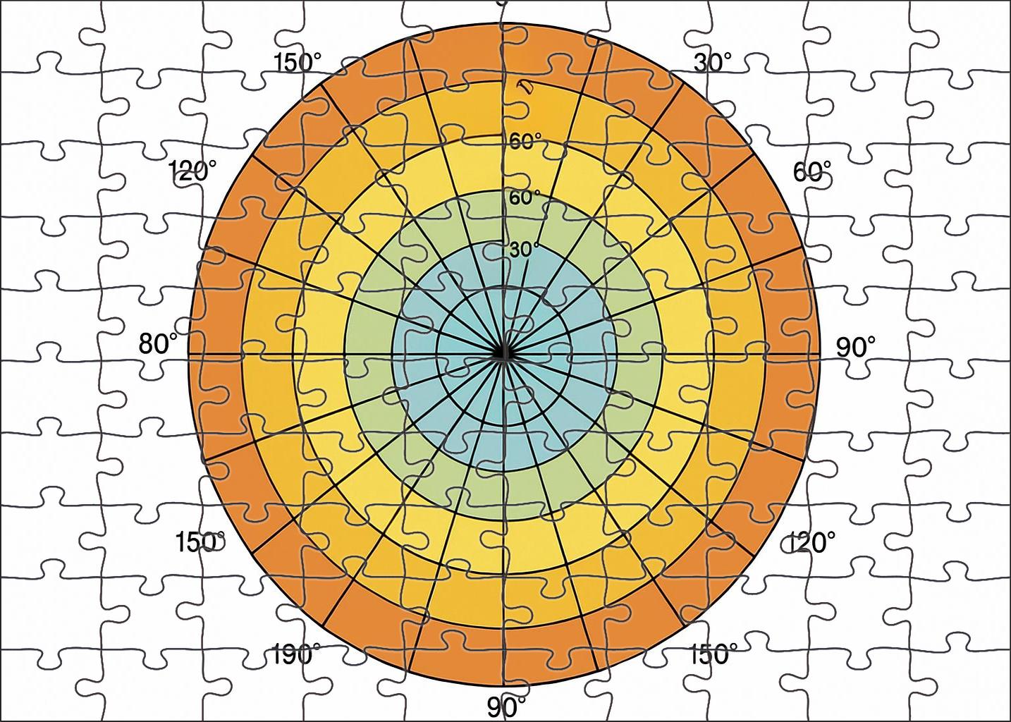 Polar Projection Starburst Map 50 Piece Puzzle
