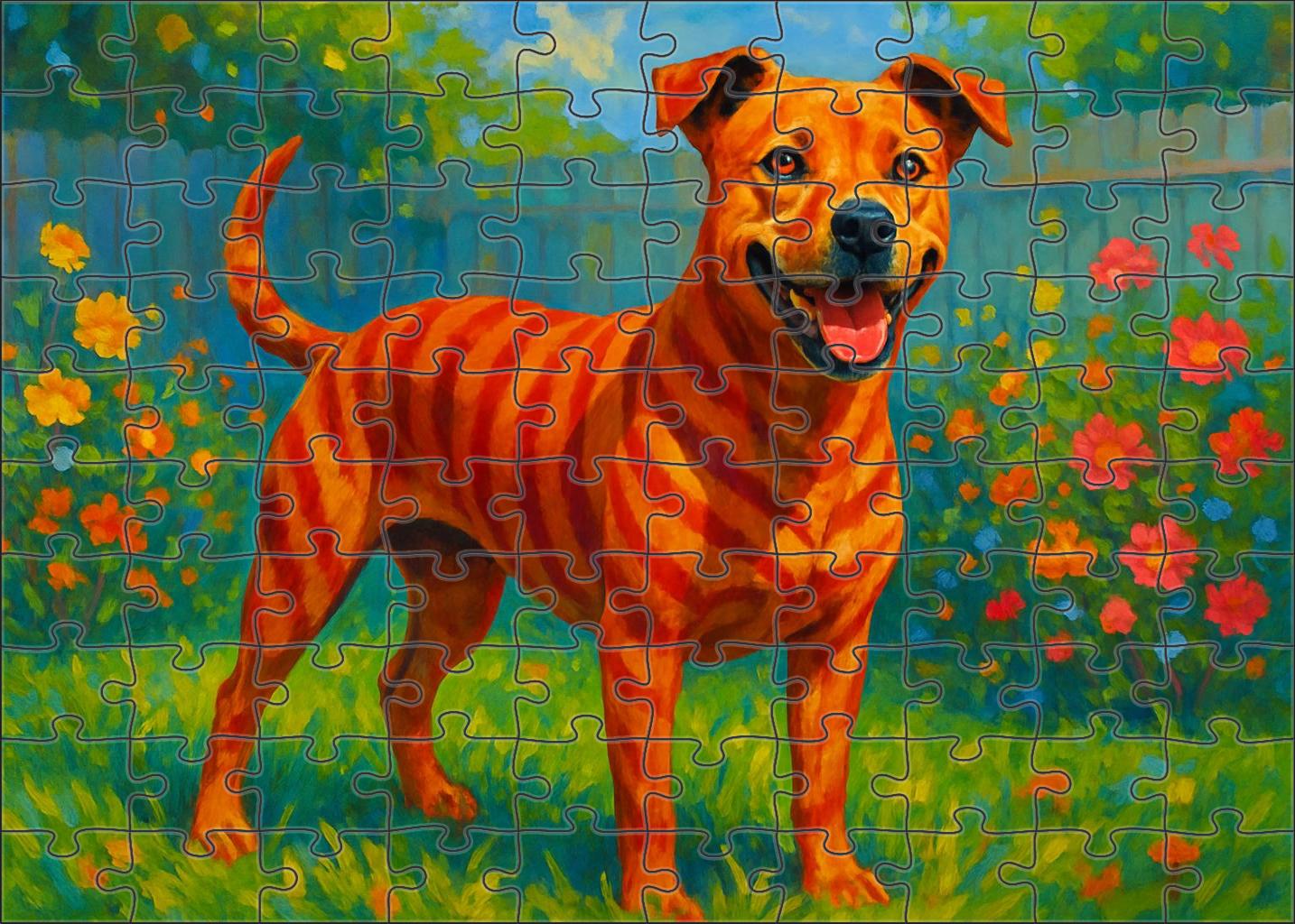 Crimson Dream Lively Red-striped Bull Dog With Tenacious Spirit 100 Piece Puzzle
