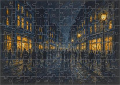 Urban Nightscape Sketch Charcoal And White Chalk On Toned Paper Puzzle Challenge