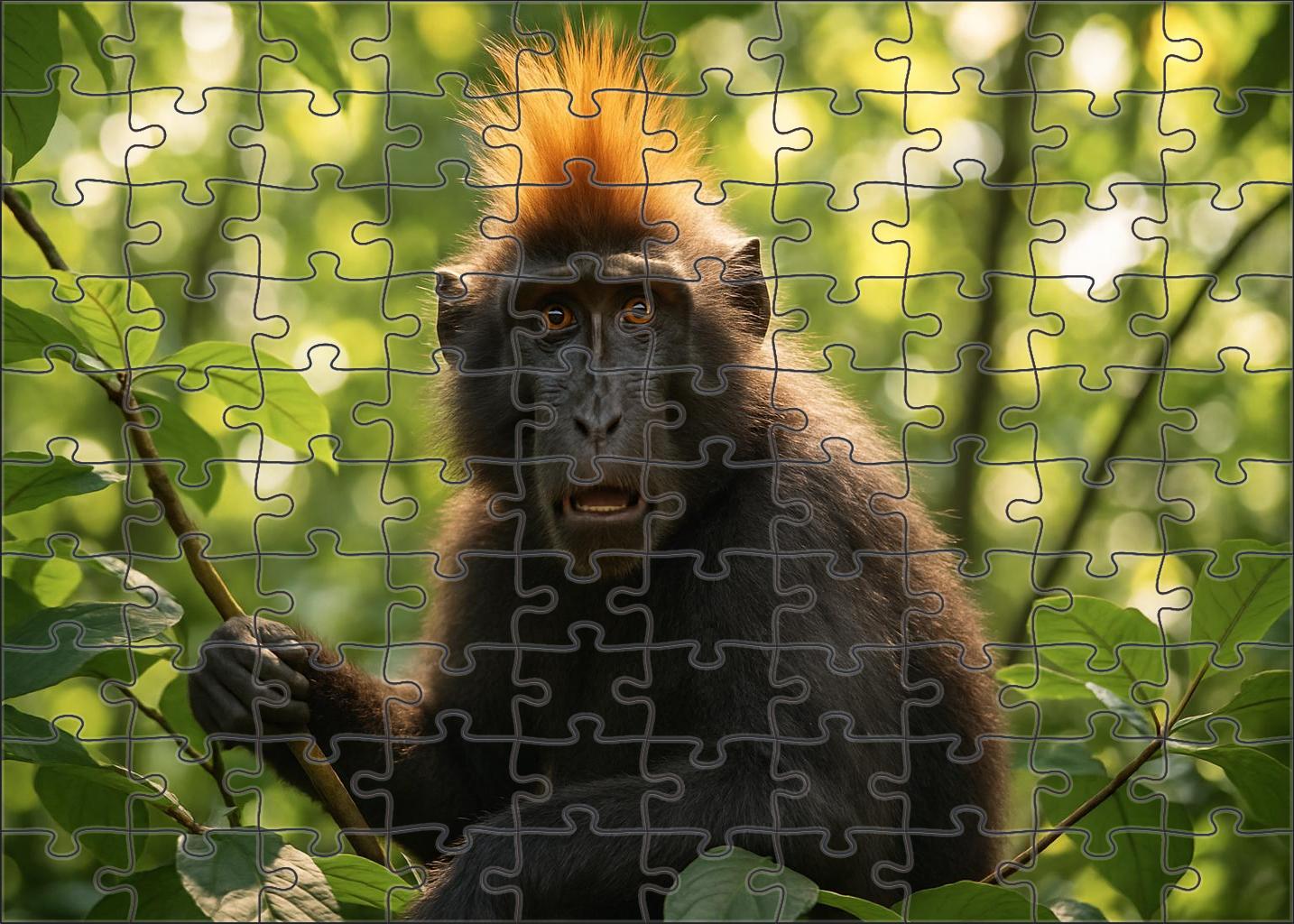 Amber-crested Climber Arboreal Primate With Brilliant Head Feathers Puzzle Fun
