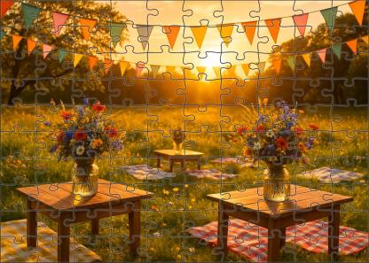 Sunset Meadow Festival Puzzle Fun