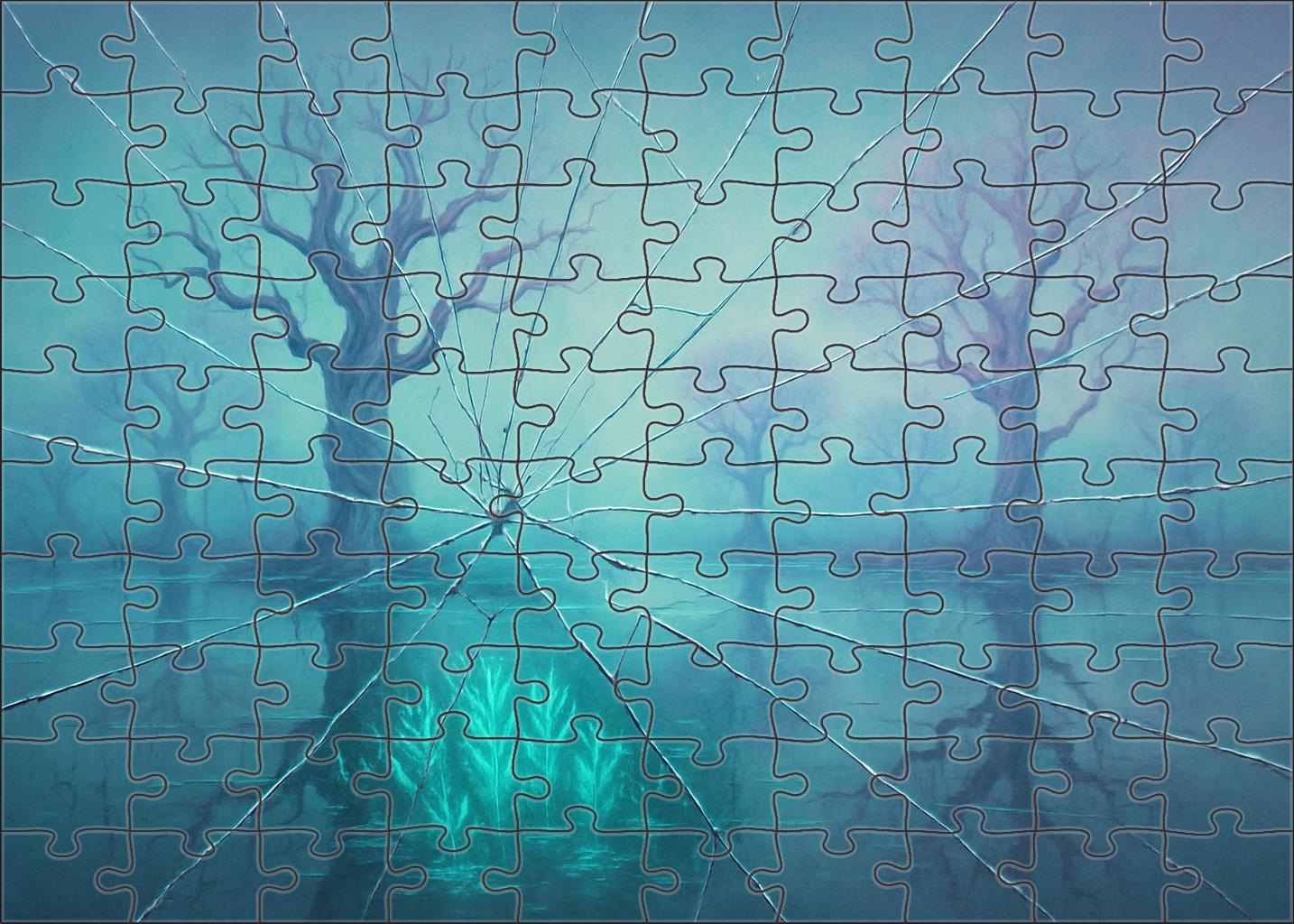 Echoes Of The Crystal Marsh Fractured Reflections Beneath Glassy Waters Unique Puzzle Design