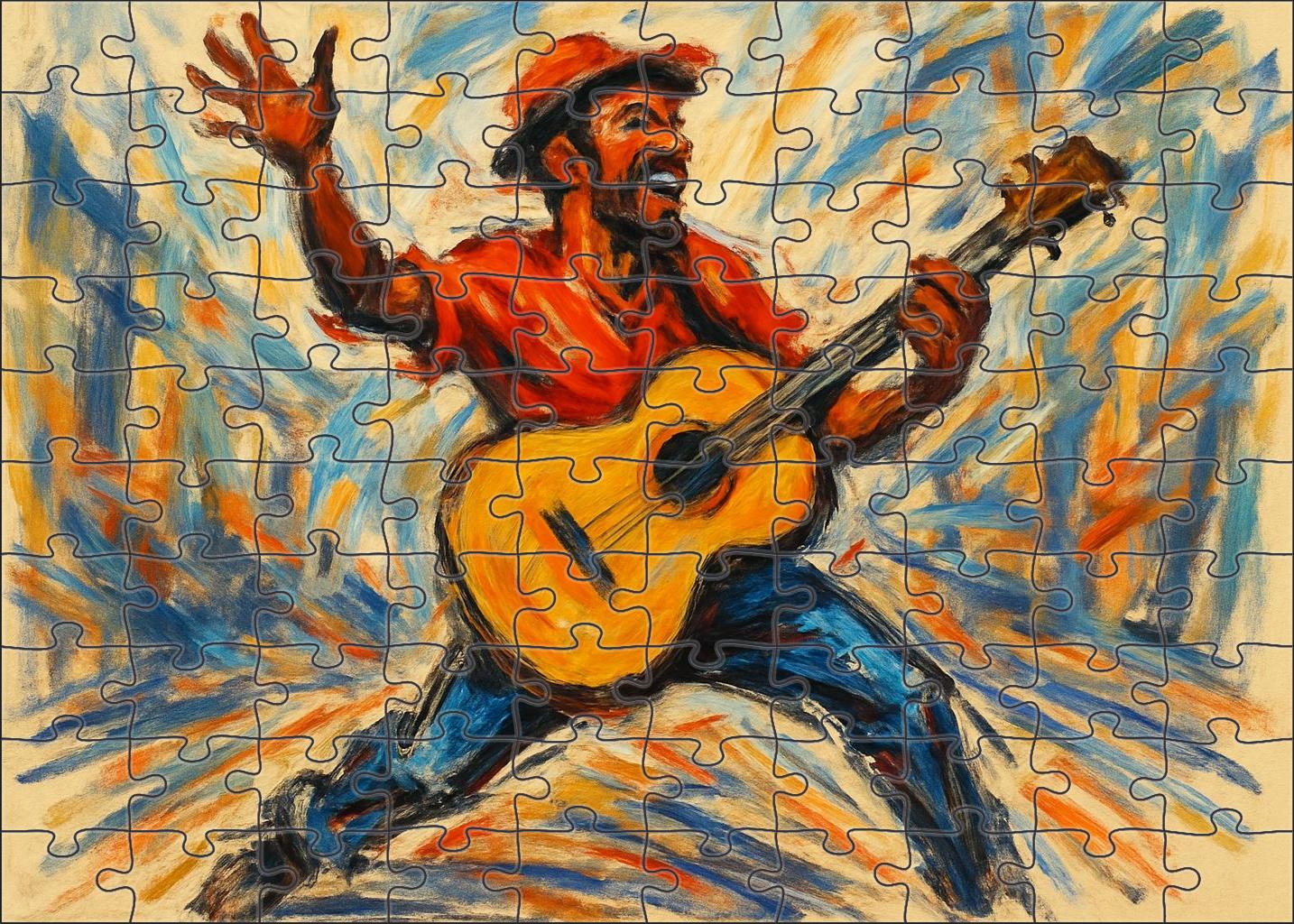 Dynamic Street Performer Sketch Loose Charcoal And Energetic Gesture Large Format Puzzle