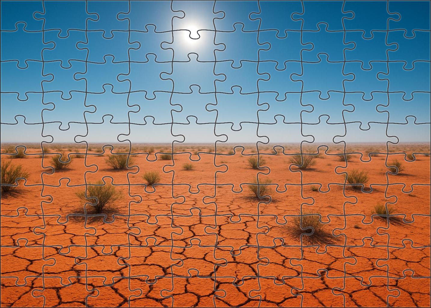 Silent Ember Flats Fiery Sandpan Under A Blazing Noon Sky Premium Puzzle Pieces