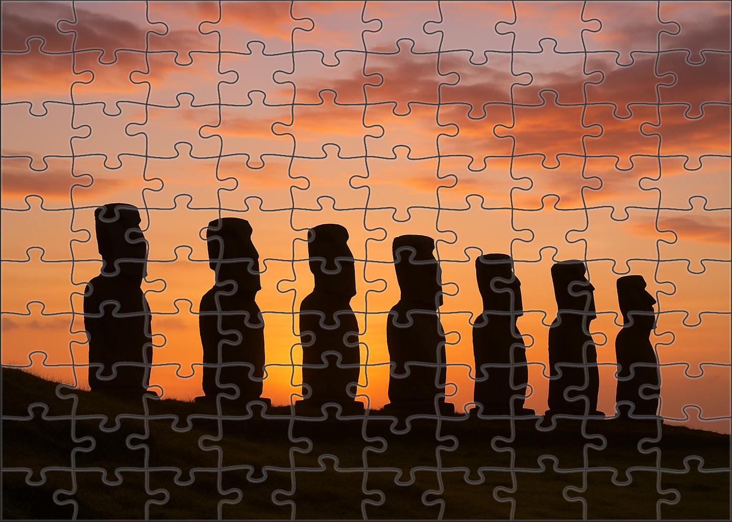 Moai Statues Of Easter Island Found On Easter Island Chile Identified By 6280 Globally As Enigmatic Monolithic Sculptures Of Ancestral Heritage Unique Puzzle Design