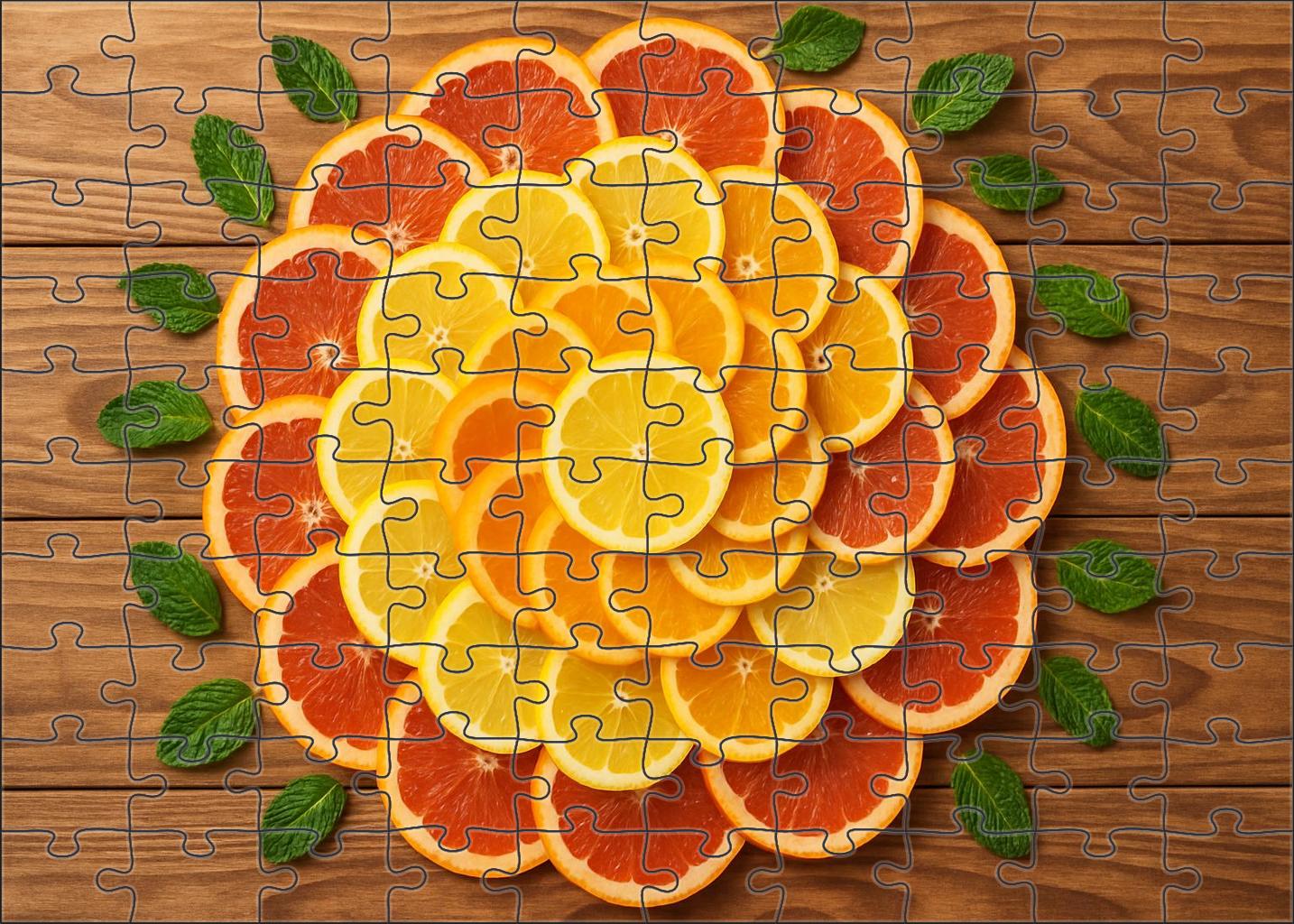 Sunset Citrus Spiral An Artful Array Of Sliced Oranges Lemons And Blood Oranges 1000 Piece Puzzle