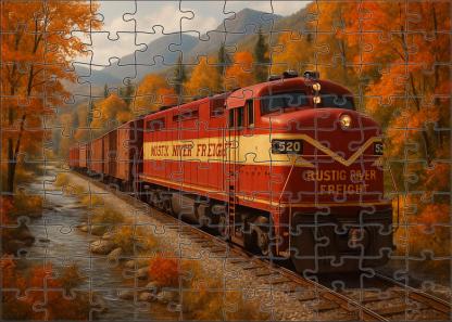 Rustic River Freight Vintage Diesel Locomotive Puzzle For Adults