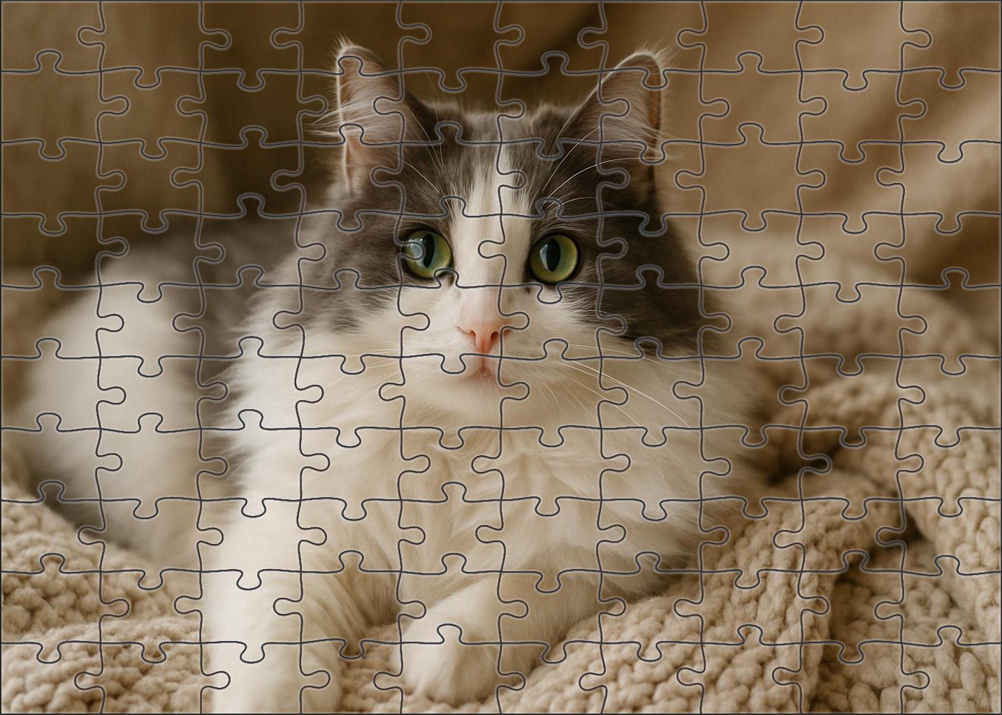 Silken Cloud Plush White And Grey Bicolor With Loving Disposition Mini Puzzle