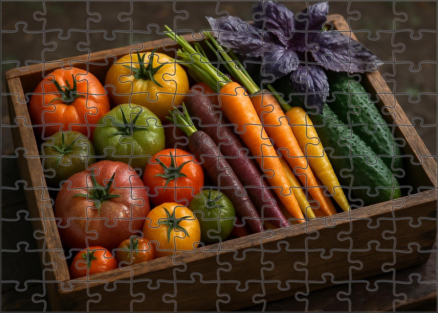 Garden Patch Palette Heirloom Tomatoes With Colorful Greens 20 Piece Puzzle