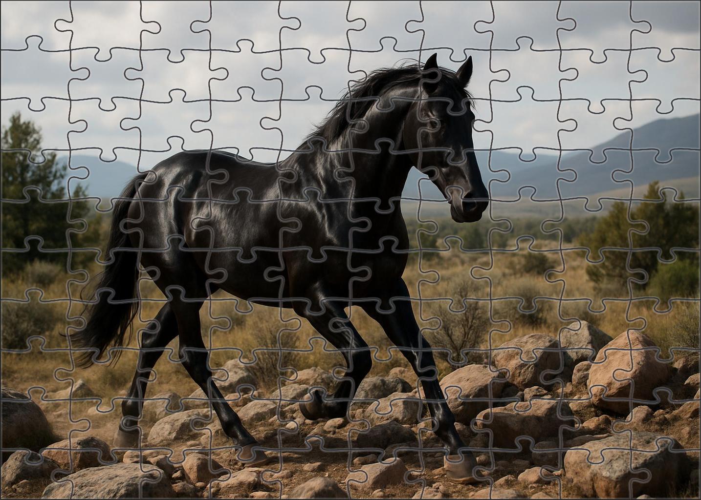 Midnight Velvet Mustang Sleek Black Gelding With Surefooted Gait Large Format Puzzle