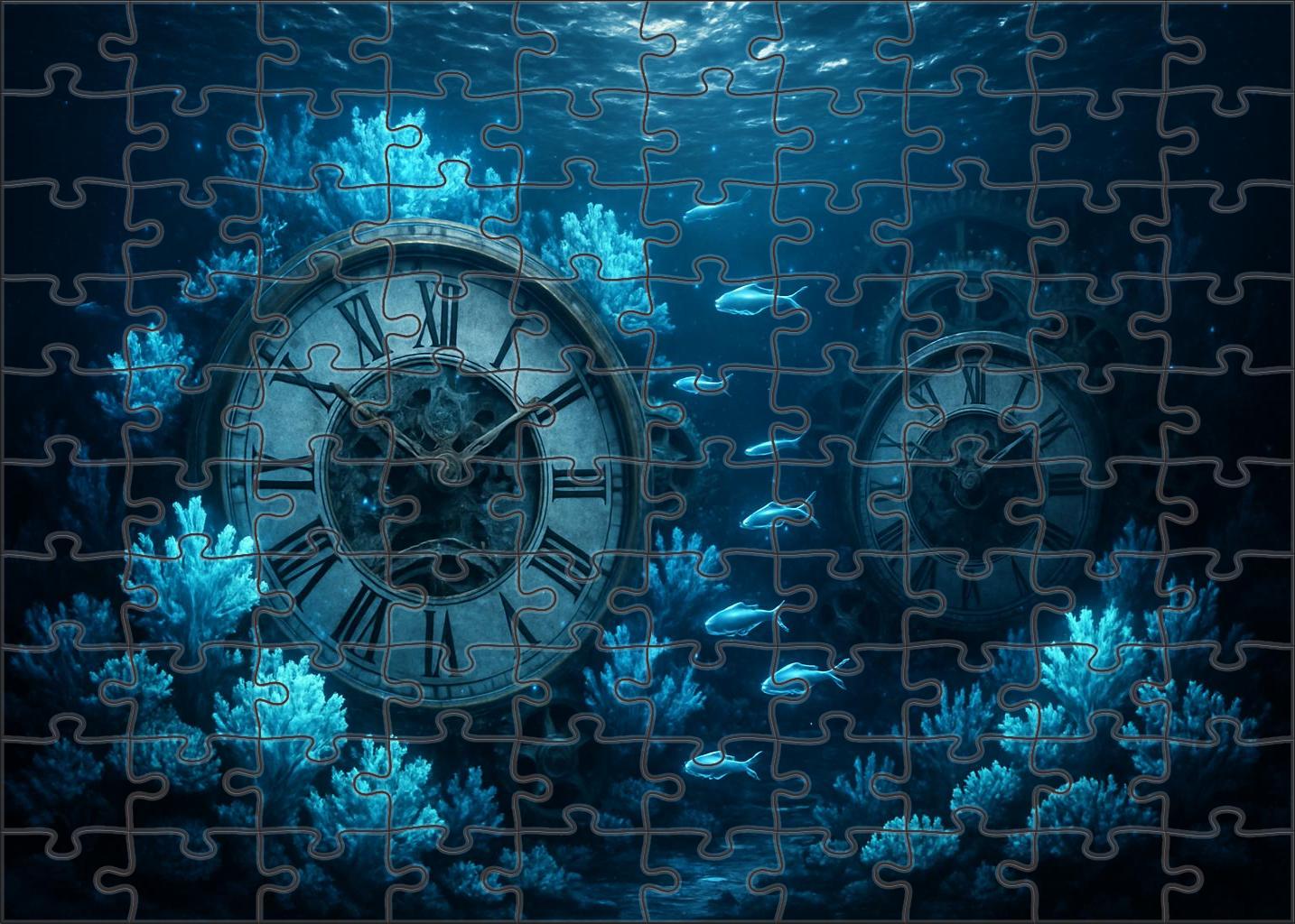 Coral Clock Gardens Beneath Starlit Waters 300 Piece Puzzle
