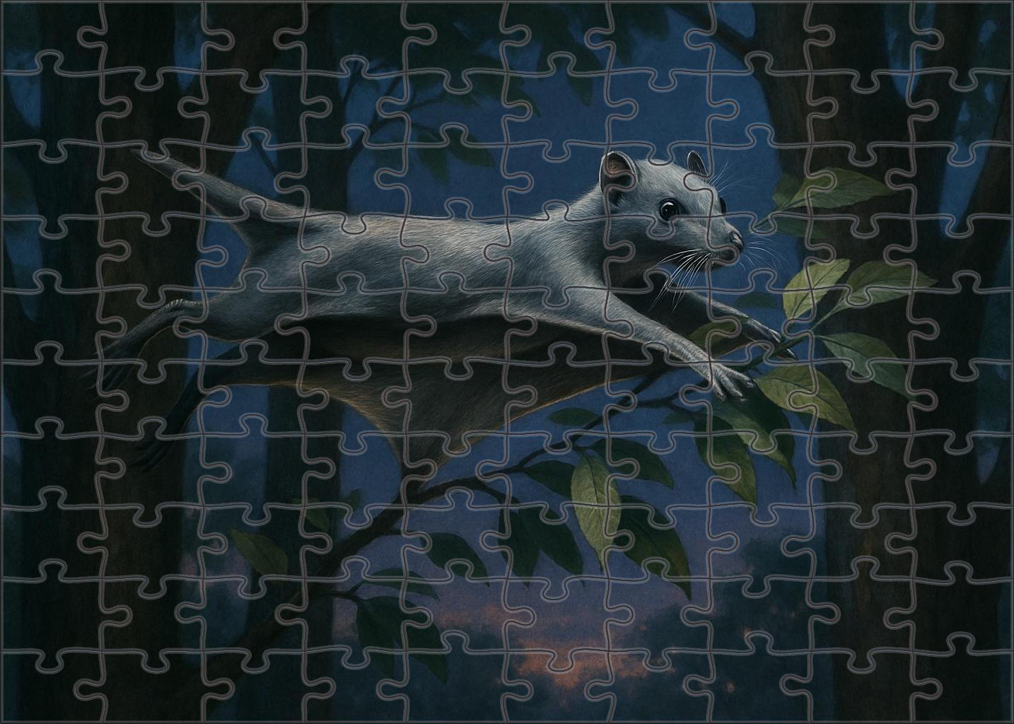 Silverwhisker Glider Arboreal Mammal With Extended Membranous Limbs 200 Piece Puzzle