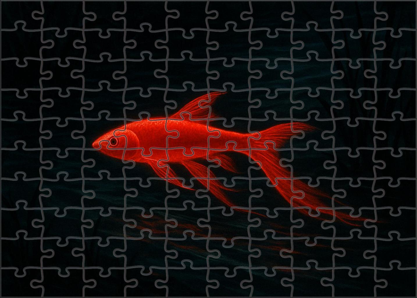 Crimson Ripple Bioluminescent Stream Dweller With Fluid Motions 50 Piece Puzzle