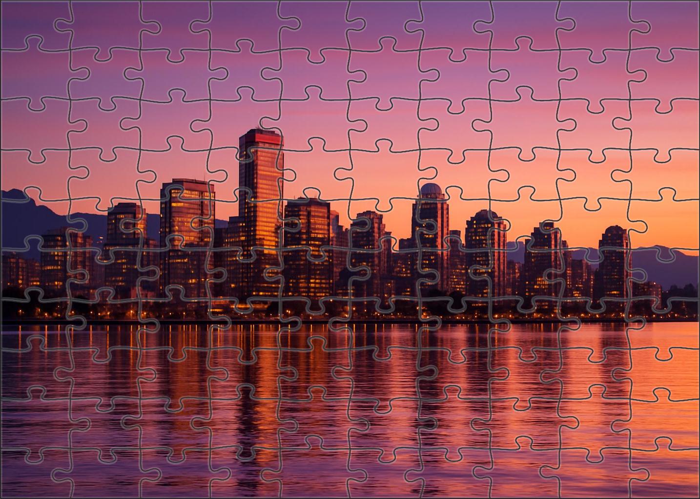 Vancouver Waterfront Skyline Nature Meets Urban Sophistication 100 Piece Puzzle