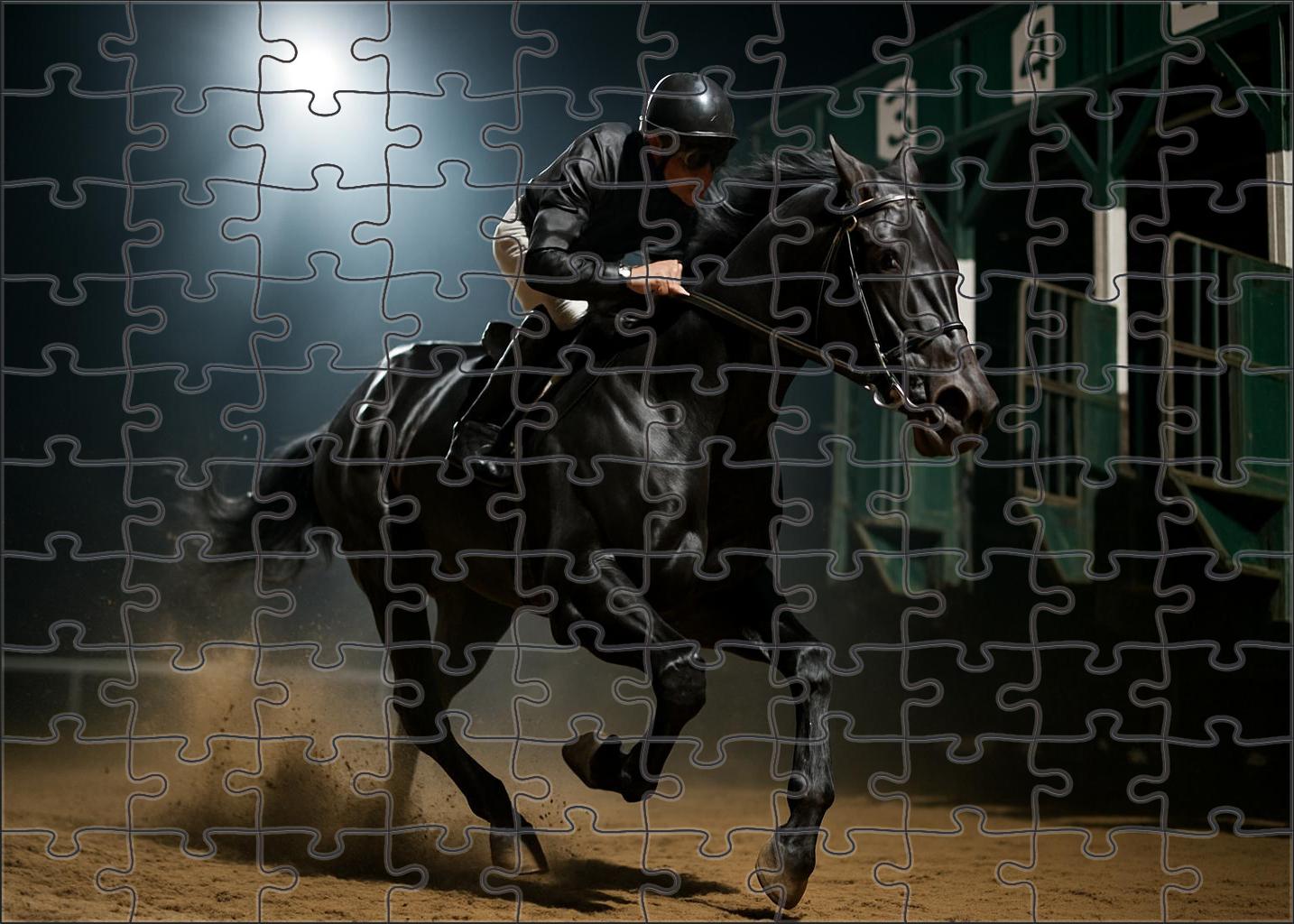 Shadow Lance Sleek Midnight Black Thoroughbred With Explosive Speed 50 Piece Puzzle