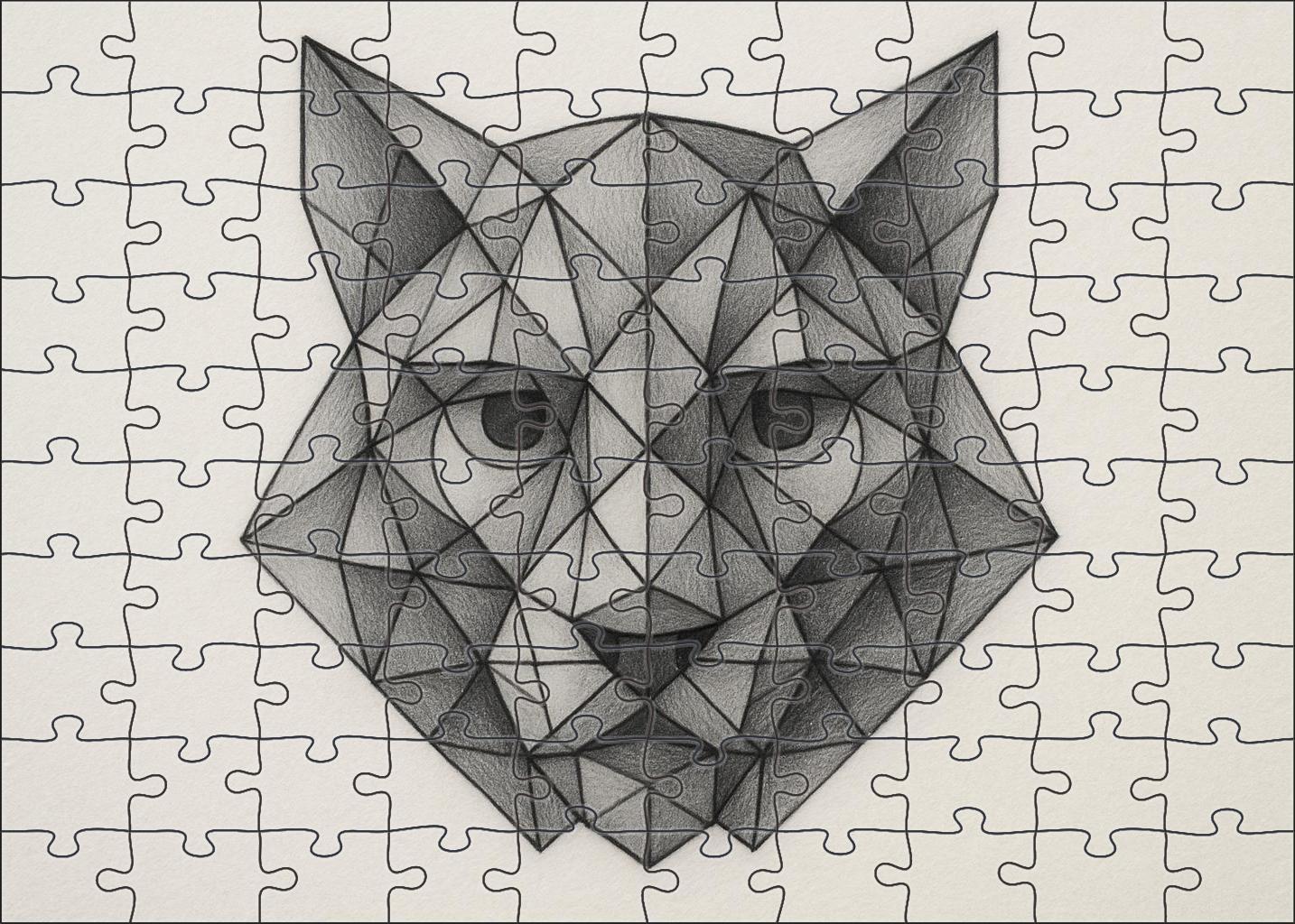 Geometric Animal Portrait Stylized Pencil And Ink Hybrid Illustration Large Format Puzzle