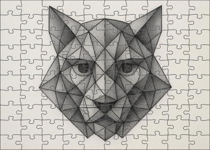 Geometric Animal Portrait Stylized Pencil And Ink Hybrid Illustration Large Format Puzzle
