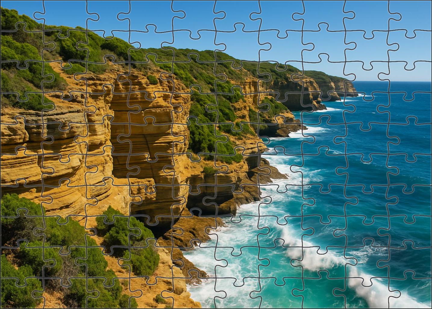Sunlit Coastal Cliffs Premium Puzzle Pieces