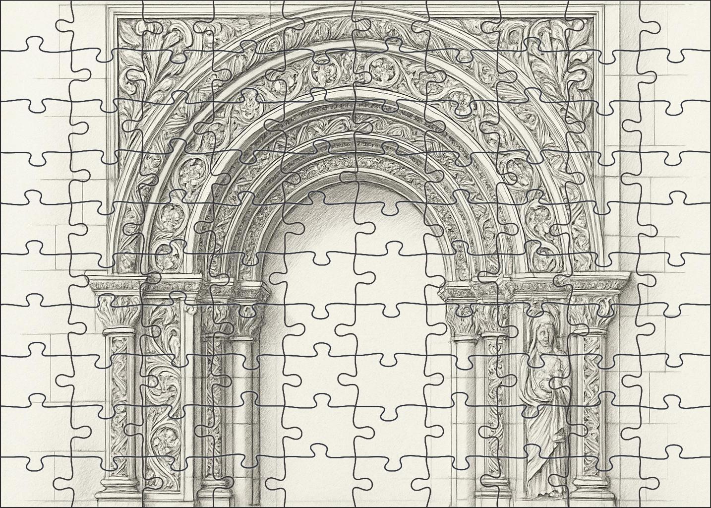 Architectural Arch Detail Precise Technical Pencil Drawing With Clean Lines Large Format Puzzle
