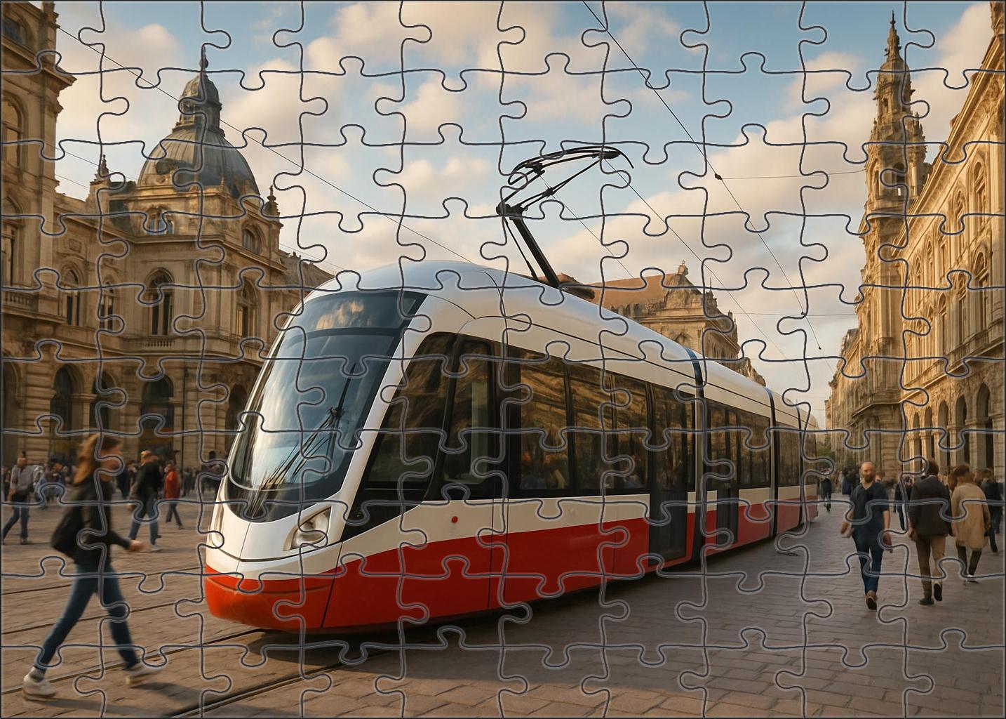 Compressed-air Urban Tram Puzzle For Kids