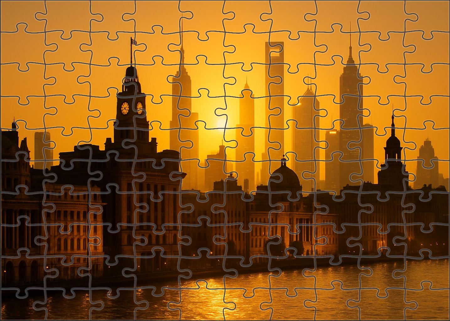 Shanghai Bund Skyline Historic Waterfront Panorama Known Globally For Its Blend Of Colonial And Modern Architecture Unique Puzzle Design