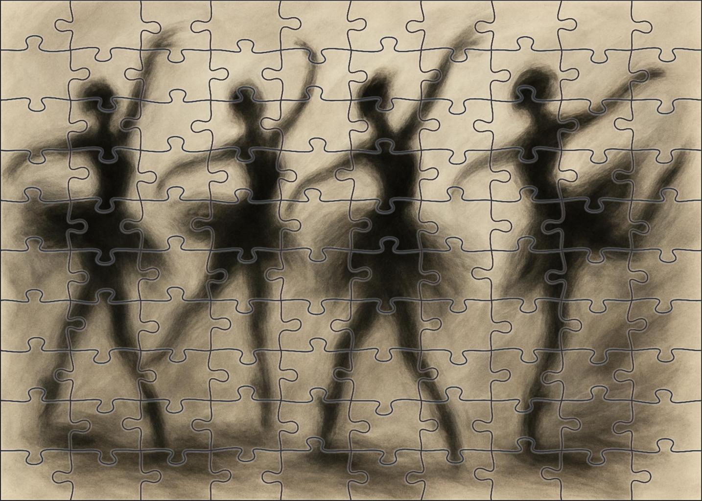 Graceful Ballet Motion Fluid Charcoal Gesture Drawing Of Dancers Large Format Puzzle