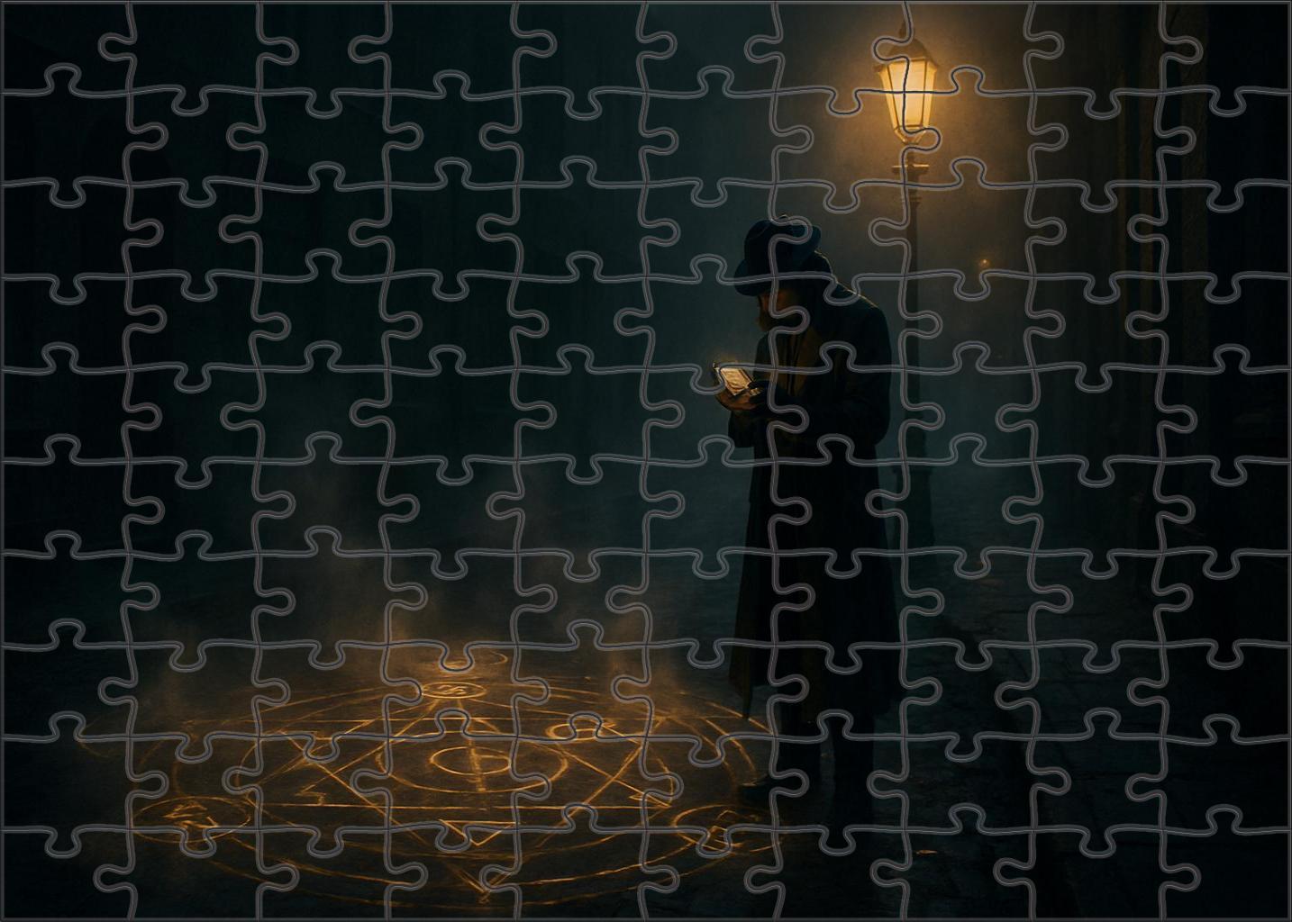 Fantasy Noir Alchemist Mystical Detective In Fog-laden Magic City 20 Piece Puzzle