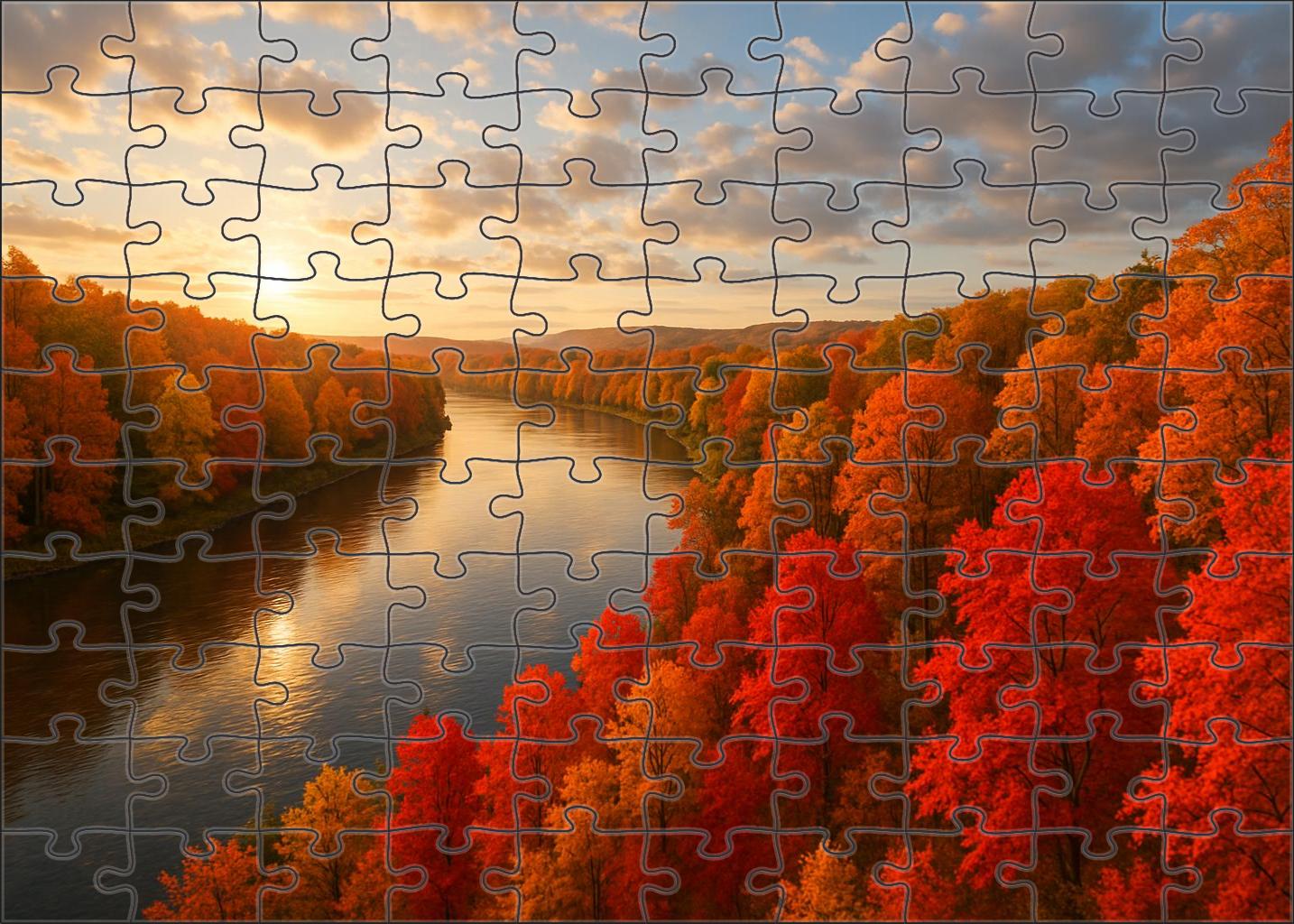 Autumn Riverbend Panorama Puzzle Collection