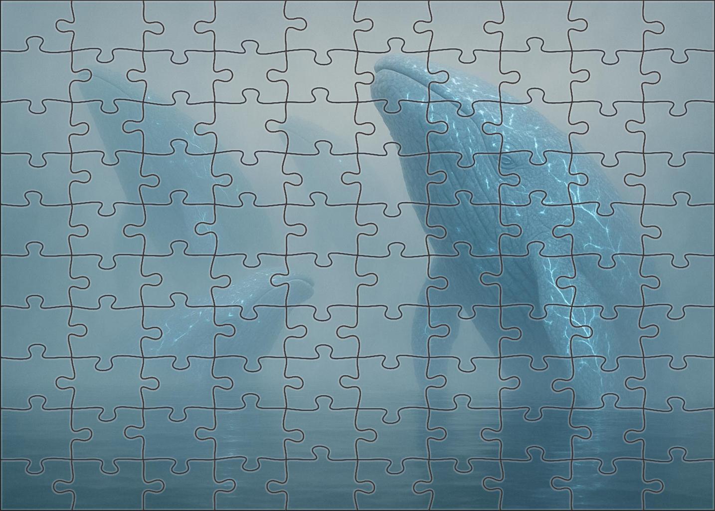 The Oceans Breath Gigantic Coral Whales Surfacing Through Mist Custom Jigsaw Puzzle