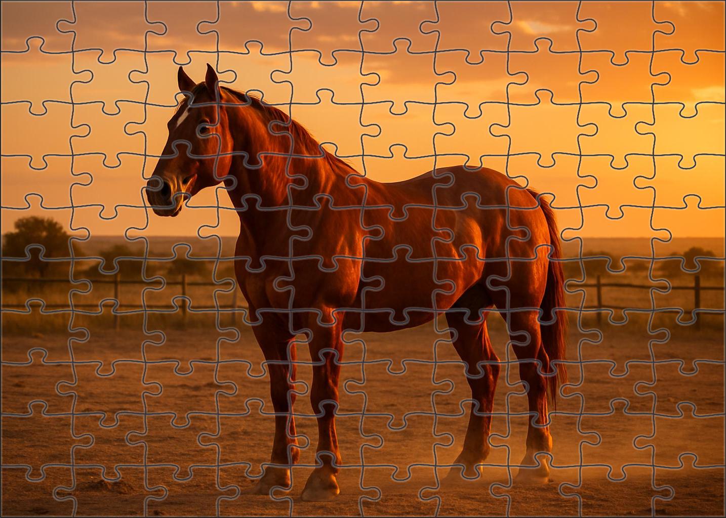 Rustic Copper Charger Sturdy Sorrel Gelding For Ranch Work Custom Jigsaw Puzzle