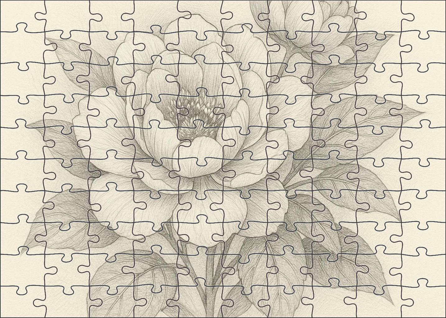 Intricate Floral Pattern Study Delicate Graphite Line Art With Layered Detail Mini Puzzle