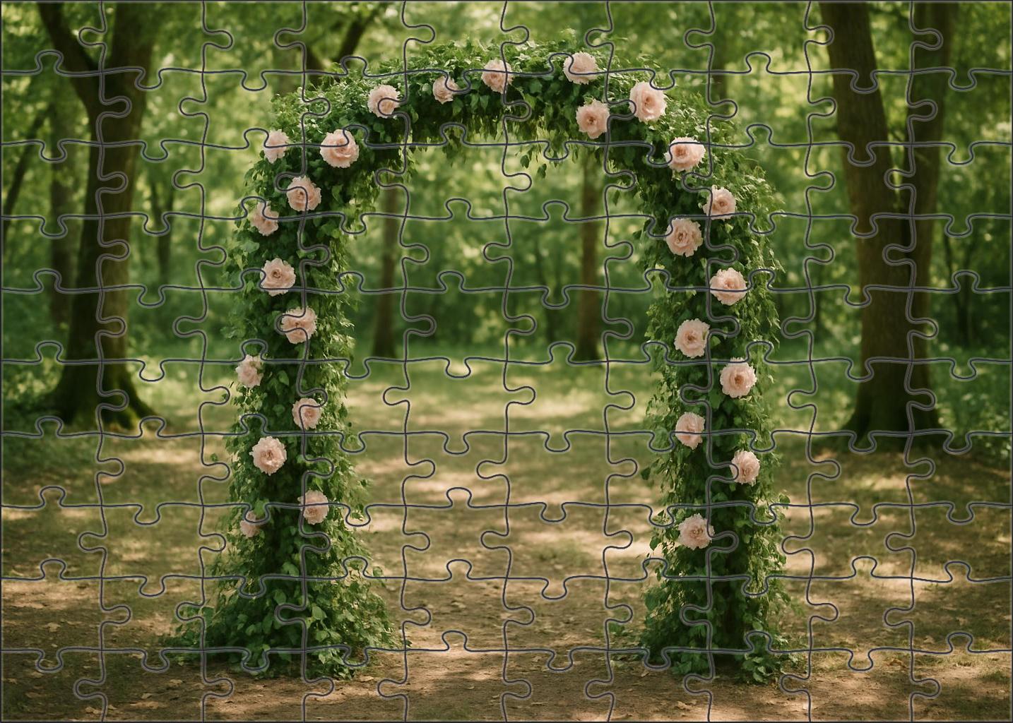 Enchanted Forest Wedding Arch Cascading Greenery And Soft Blush Flowers Family Puzzles