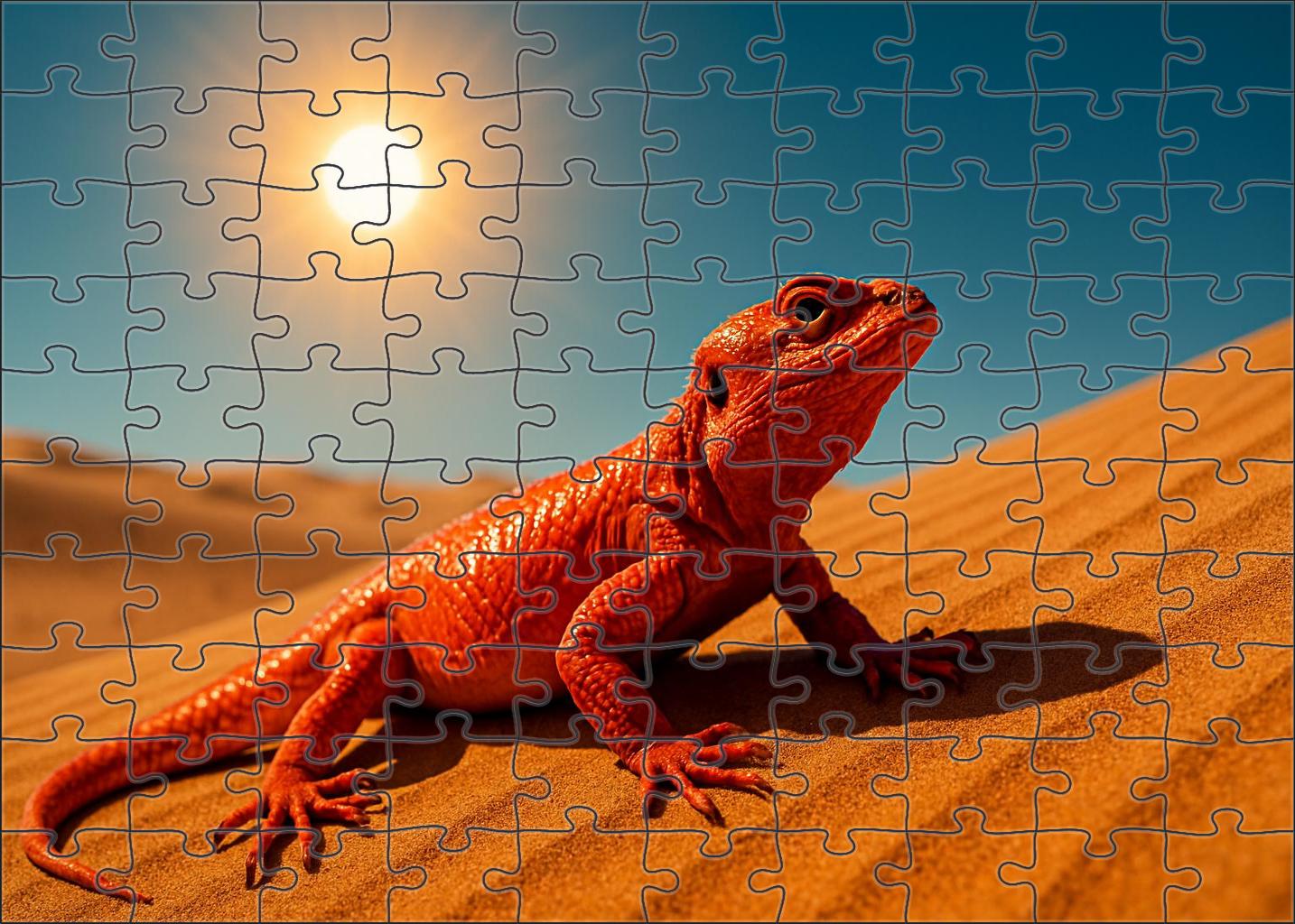Crimson Dune Lurker Small Reptile With Heat-reflective Scales Mini Puzzle