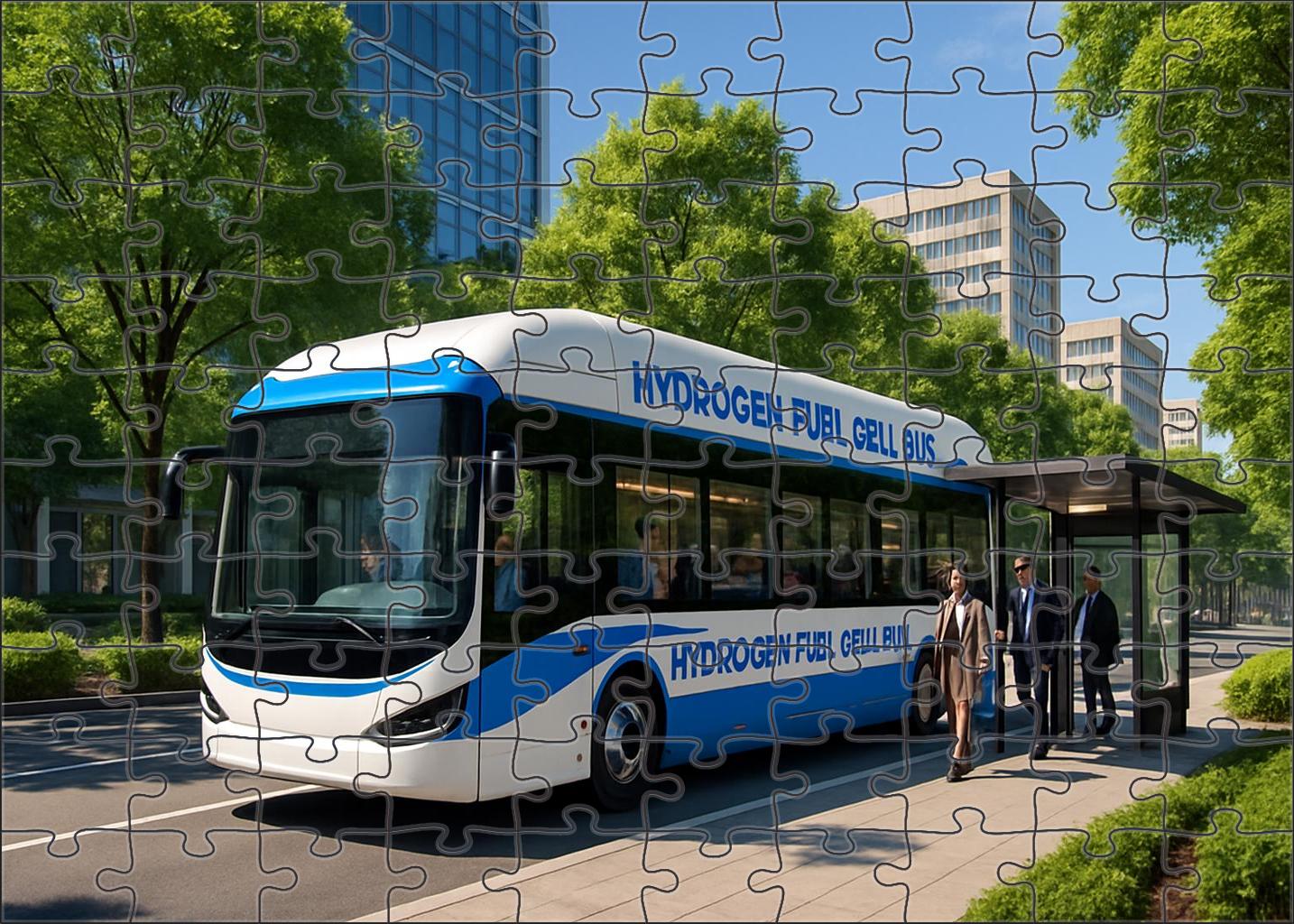 Hydrogen Fuel Cell Bus Zero-emission Urban Transport Premium Puzzle Pieces