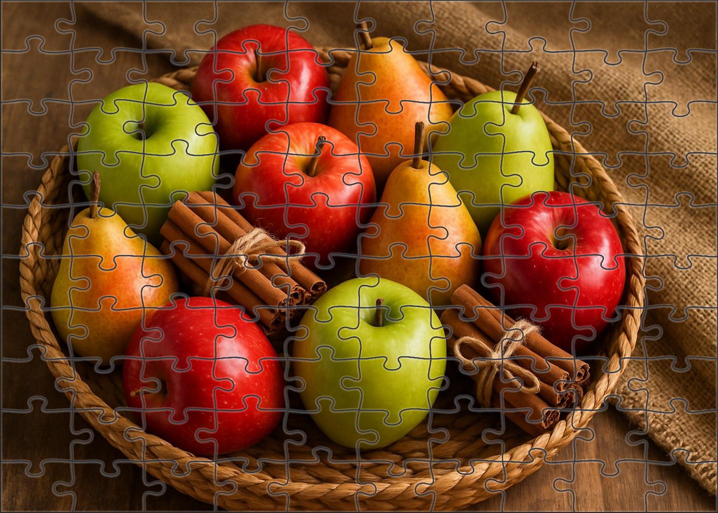 Autumn Orchard Basket Mixed Apples And Pears With Cinnamon Sticks 500 Piece Puzzle