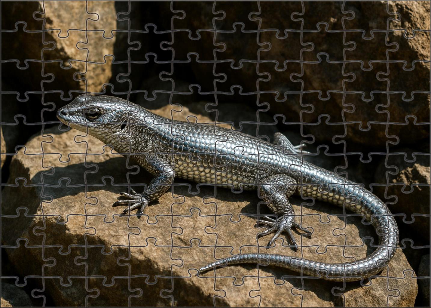 Silver Scale Skink Sun-basking Reptile With Reflective Armor Large Format Puzzle