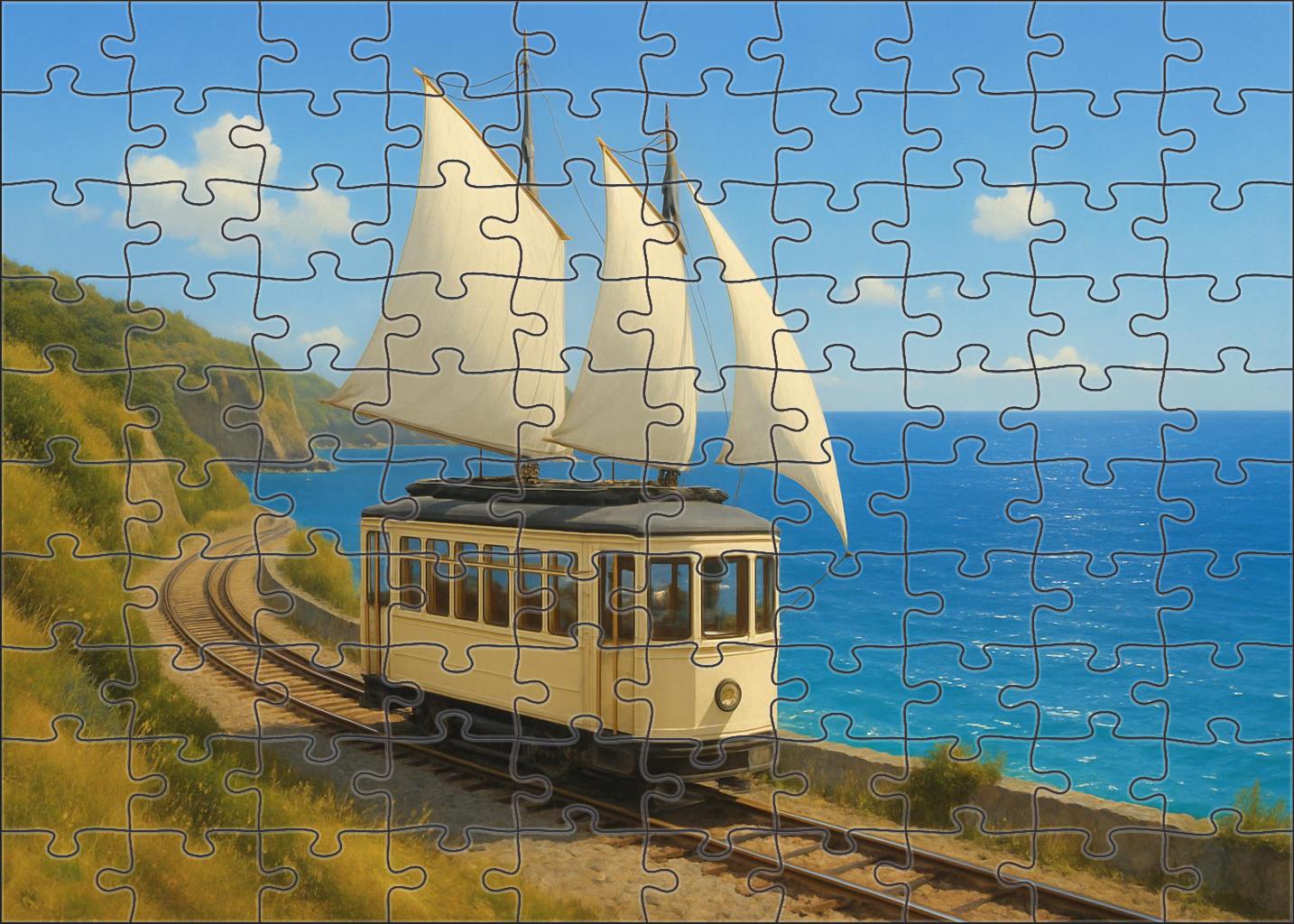 Wind-powered Coastal Sailtram 50 Piece Puzzle